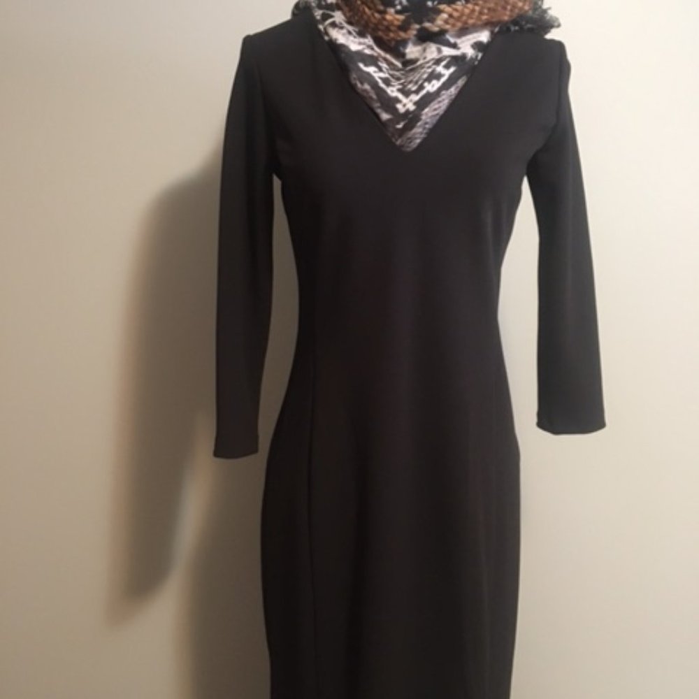 ZARA TRAFALUC Bodycon black midi dress sz large